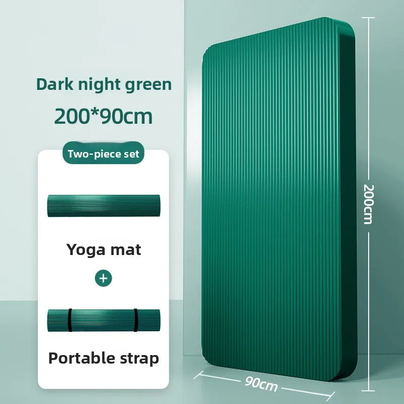 Tapis de yoga pour homme, 20 mm d'épaisseur, allongé et élargi, antidérapant, idéal pour l'exercice, couleur unie, en NBR.