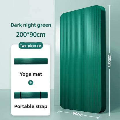 Tapis de yoga pour homme, 20 mm d'épaisseur, allongé et élargi, antidérapant, idéal pour l'exercice, couleur unie, en NBR.