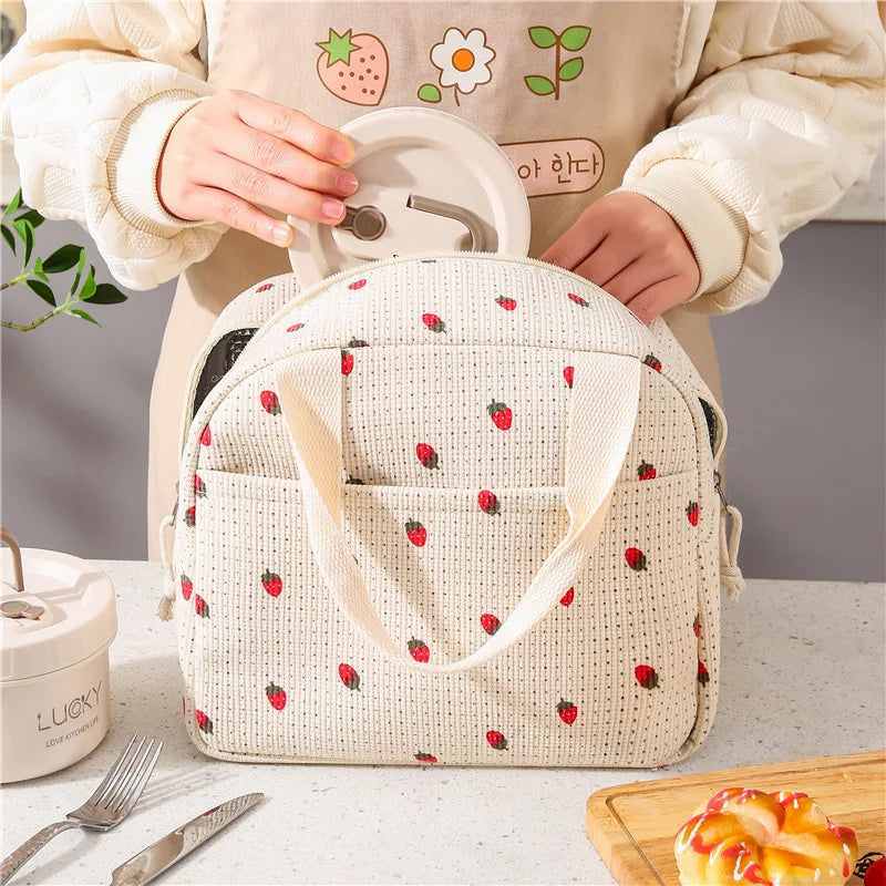 Sac à lunch isotherme en velours côtelé personnalisé avec nom, idéal pour l'école, les pique-niques et comme sac de rangement pour les aliments.