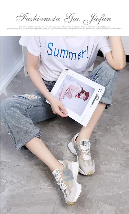 2026 New Women Casual Shoes Fashion Breathable Walking Flat Shoes Sneakers Women 2025 Gym Vulcanized Shoes White Female Footwear