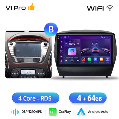 Junsun Android Wireless CarPlay Auto Car Radio For Hyundai Tucson 2 ix35 2009-2015 Car Intelligent Systems DSP SWC RDS GPS FM BT