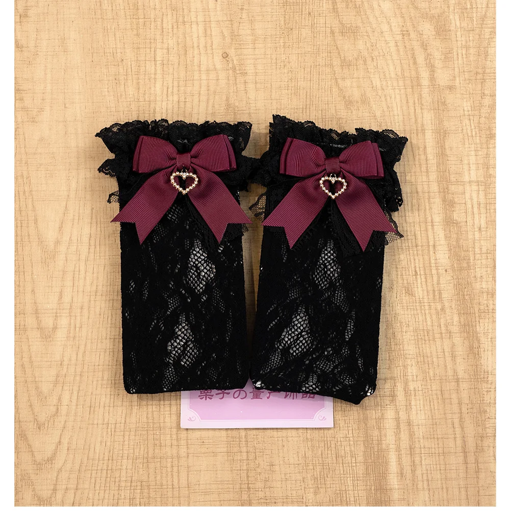 JK Lolita Lace Stockings Bow Knot Sweet Socks Female Long Stocking Teen Uniform Calf Socks Student Cute JK Socks
