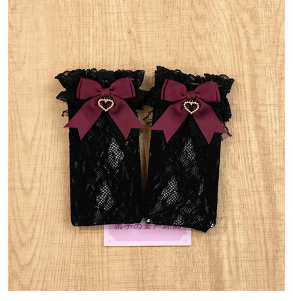 JK Lolita Lace Stockings Bow Knot Sweet Socks Female Long Stocking Teen Uniform Calf Socks Student Cute JK Socks