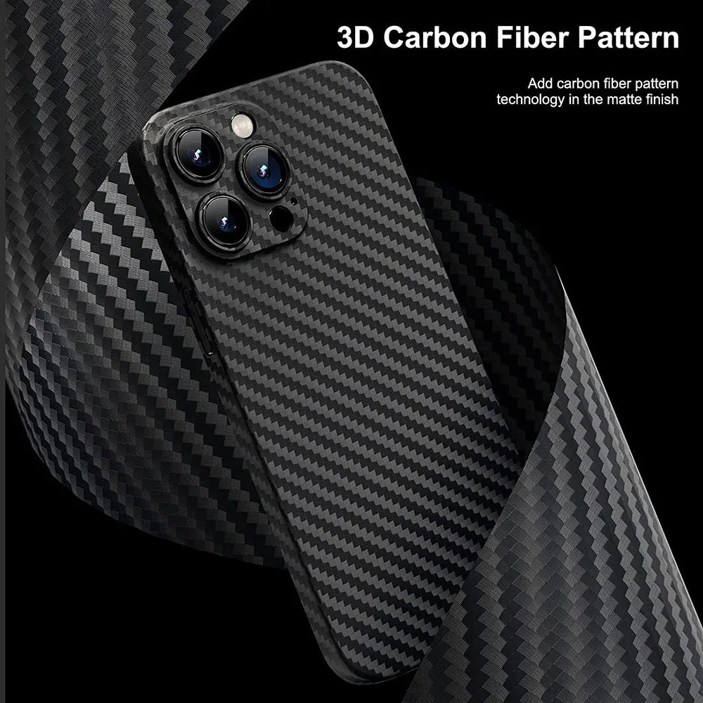 0.3mm PP Ultra Thin Cover For iPhone 16 15 14 Plus 13 12 Mini 11 Pro Max XR XS Max 7 8 Plus SE 2 3 Carbon Fiber Texture Case