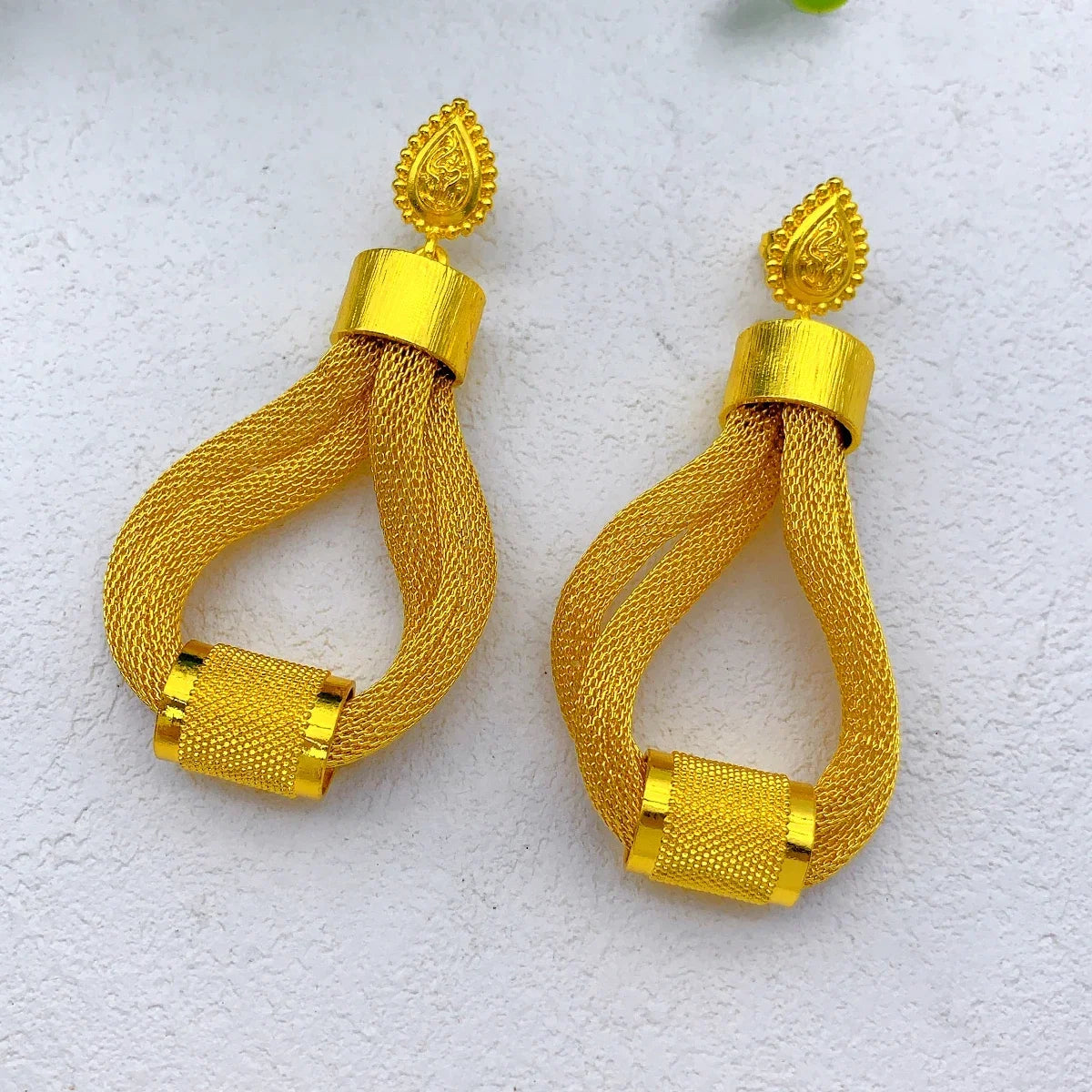 Parure de bijoux de luxe éthiopienne multicouche couleur or 24 carats pour femme, collier et boucles d'oreilles, style mariage, Dubaï, Inde.