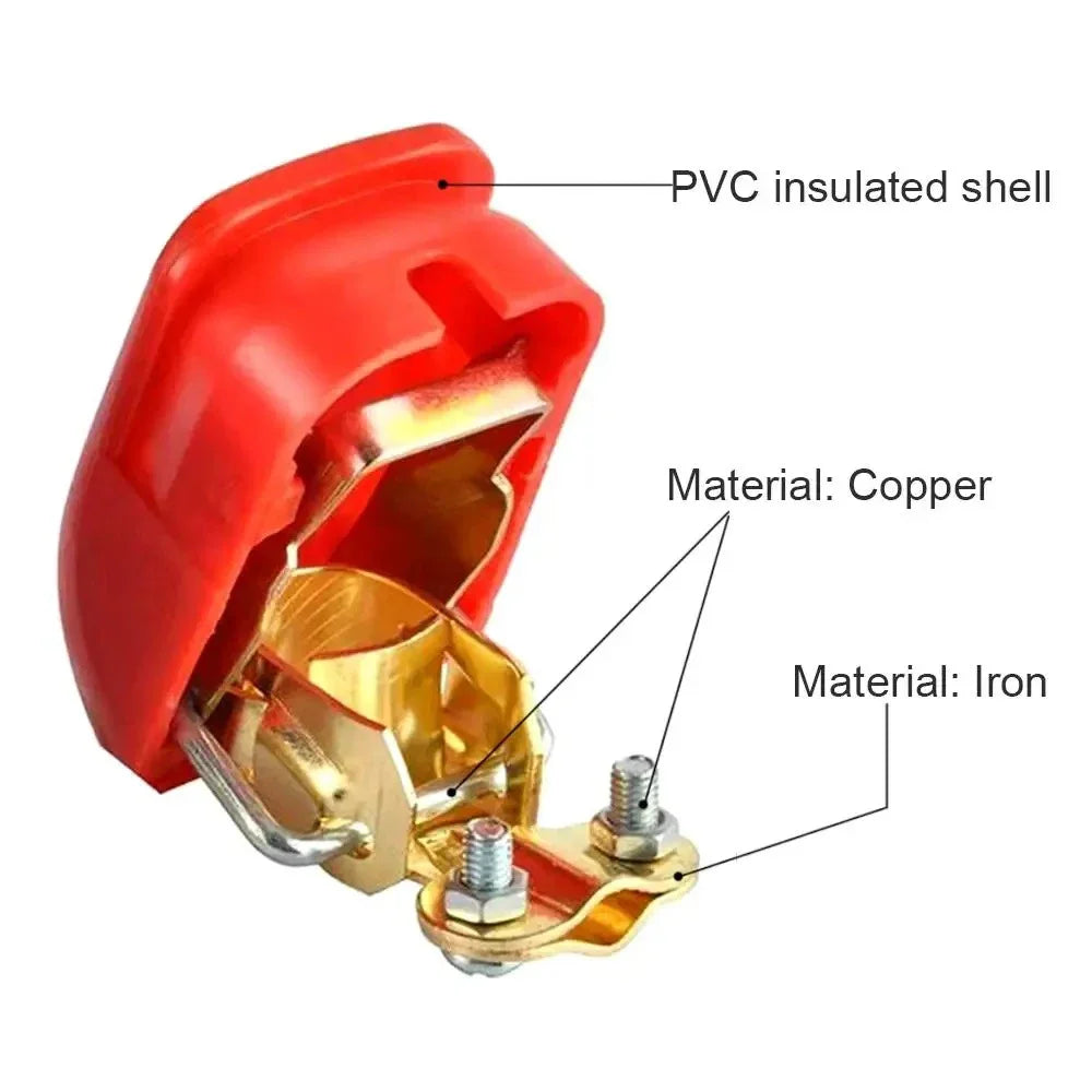 1 Pair Car Battery Terminal Connectors, Battery Quick Release Connectors Positive & Negative Quick Release Clamps Top Post Clips