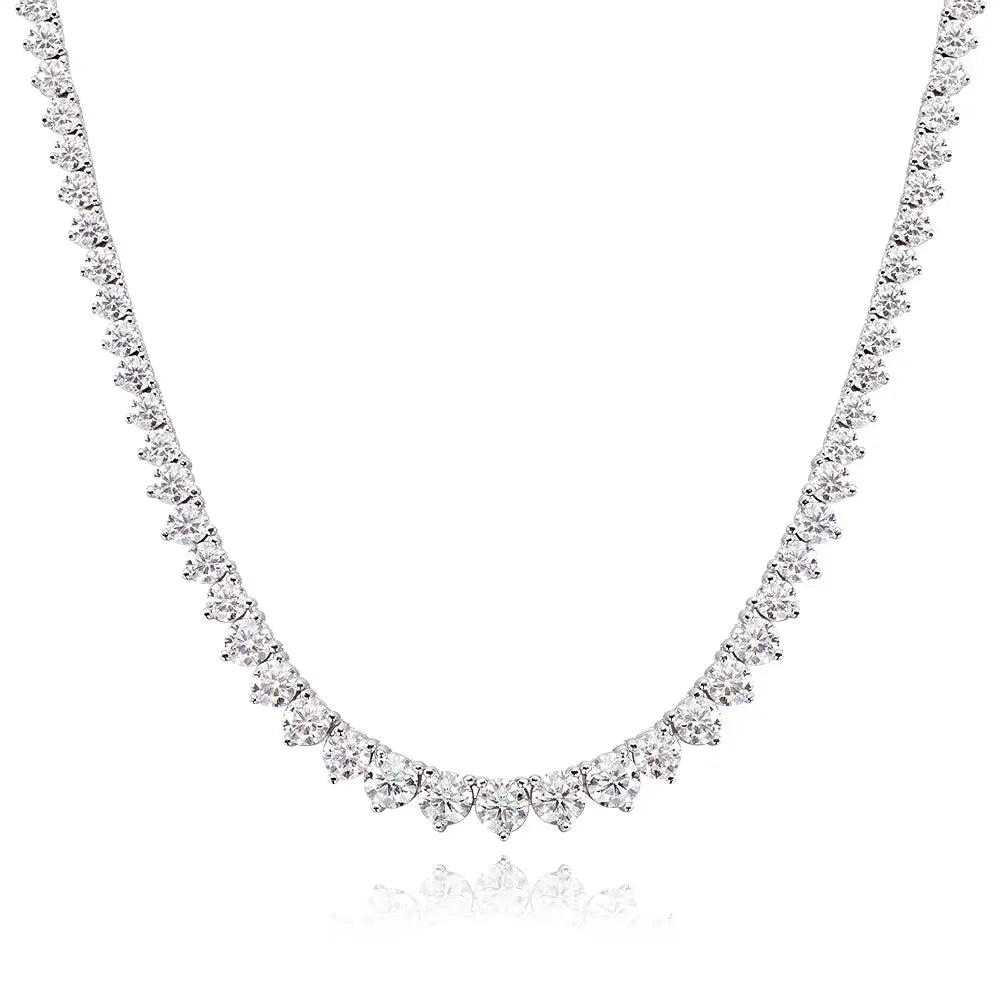 KNOBSPIN 3 Claw D VVS1 Moissanite Tennis Necklace s925 Sterling Silver 18k White Gold GRA Certified Wedding Necklaces for Women