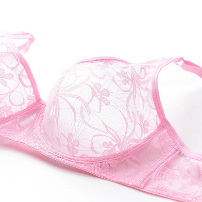 Bras For Women Plus Size Lace Mesh BH Tops Underwire Embroidery See Through Sexy Underwear Lingerie Brassiere A B C D DD Cup