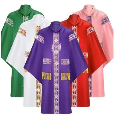 Robe de Cosplay du Prêtre Catholique, Robe de Messe de l'Église Chasuble, Vintage Baggy, Cape Médiévale