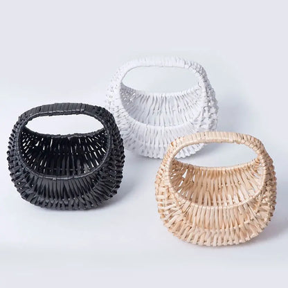 Panier à fleurs tressé en osier, panier à fleurs à faire soi-même, panier de pique-nique en rotin, panier de rangement, accessoires photo, panier cadeau de Noël