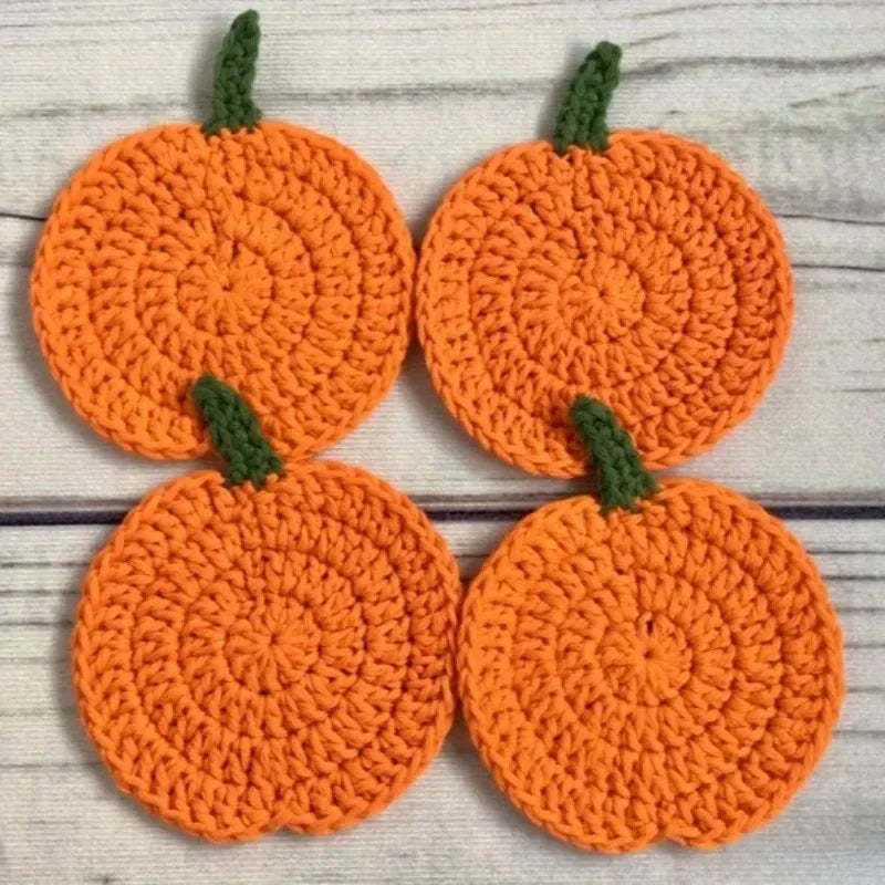 Dessous de verre citrouille au crochet pour Halloween, faits main en laine, résistants à la chaleur, pour la cuisine et la salle à manger. Décoration idéale pour offrir.