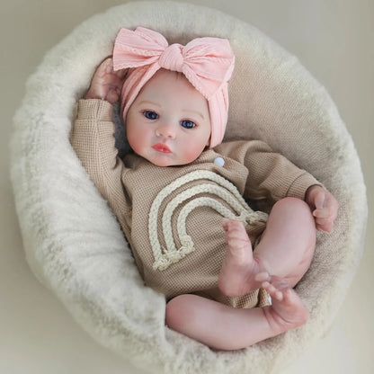 NPK 18inch Meadow Full Vinyl Body Reborn Baby Doll Handmade 3D Skin Visible Veins Collectible Art Doll Ideal Christmas Gift