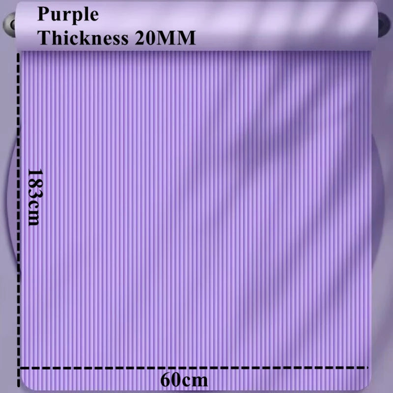 Tapis de yoga épais 183 x 60 cm, antidérapant, en mousse de 20 mm pour un confort optimal, idéal pour le yoga, le Pilates et la gymnastique.