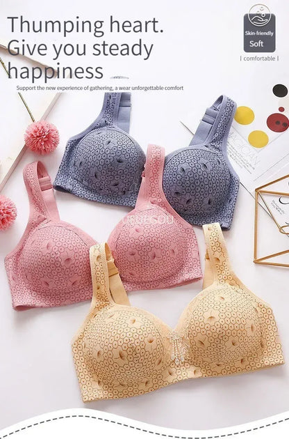 Plus Size Push Up Bra for Women - Adjustable Straps Lace Trim, Full Coverage Comfortable Support Underwire Bra for Big Bust