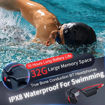 Bone Conduction Headphones IPX8 Waterproof MP3 32GB Bluetooth5.4 Wireless Headphones With Mic Swimming Sports Fitness