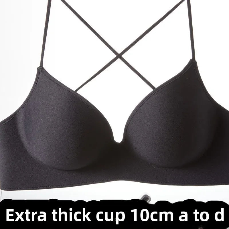 10CM Ultra Thick Push Up Bra for Small Chest Women Wireless Seamless No Side Fat Bra Lift Shape Body Shaper with Invisible Back