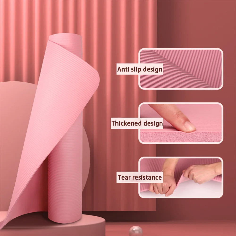 Tapis de yoga de 8 mm, adapté aux débutants, plus long et plus épais pour une meilleure stabilité lors des exercices, tapis de yoga antidérapant pour le fitness à domicile.