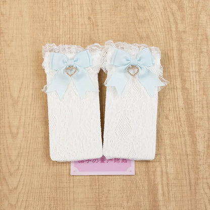 JK Lolita Lace Stockings Bow Knot Sweet Socks Female Long Stocking Teen Uniform Calf Socks Student Cute JK Socks