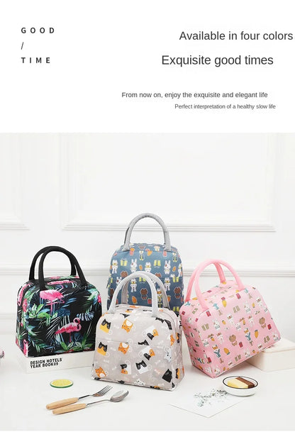 Sac à lunch isotherme à motif dessin animé (1 pièce), idéal pour les pique-niques, les sorties scolaires et les bentos. Grande capacité.