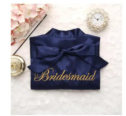 Bride Bridesmaid Wedding Robe Embroidery Kimono Bathrobe Gown Nightgown Casual Satin Short Women Sexy Nightwear Sleepwear