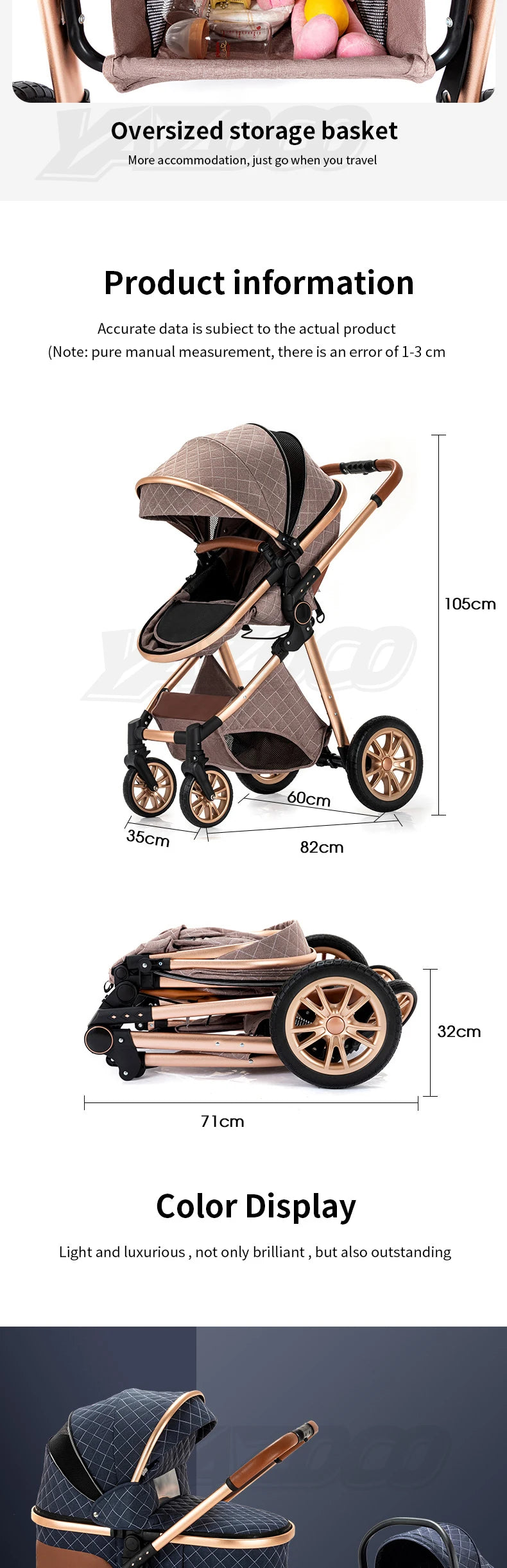 Newest Baby Stroller 3 in1 Multifunctional Stroller Easy Folding Travel Portable Baby Carriage Safety Seat EU Standard