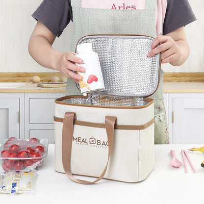 Sac à lunch portable isotherme étanche avec bandoulière, sac isotherme à main, emballage en aluminium A-DH