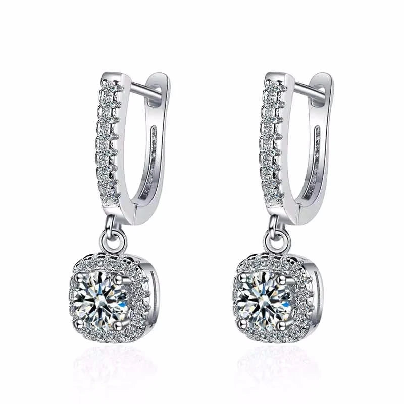 Boucles d'oreilles créoles Huggie en moissanite 2 carats pour femme, diamant de laboratoire, argent sterling 925, bijoux fins.