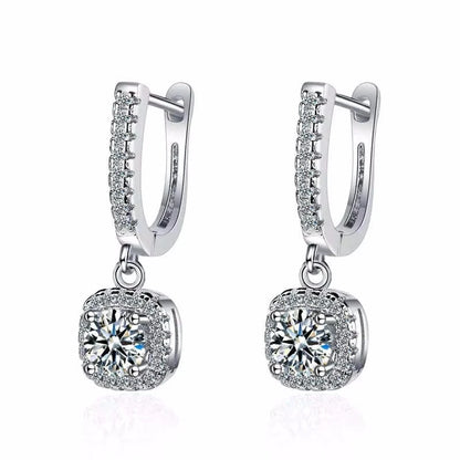 Boucles d'oreilles créoles Huggie en moissanite 2 carats pour femme, diamant de laboratoire, argent sterling 925, bijoux fins.