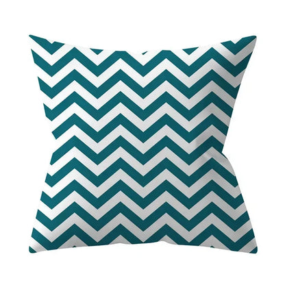 Teal Blue Cushion Cover Decorative Sofa Cushions Polyester Geometric Pillow Covers 45x45 Throw Pillows Single Side Pillowcases