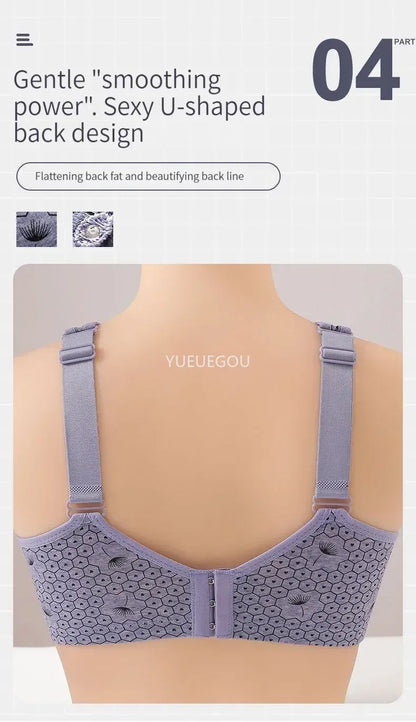 Plus Size Push Up Bra for Women - Adjustable Straps Lace Trim, Full Coverage Comfortable Support Underwire Bra for Big Bust