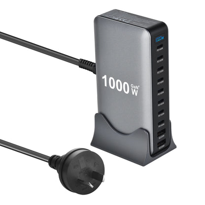 Nouveau chargeur rapide de bureau 10 ports GaN USB Type C PD3.1 PPS 1000 W pour tablettes et téléphones portables (dropshipping)