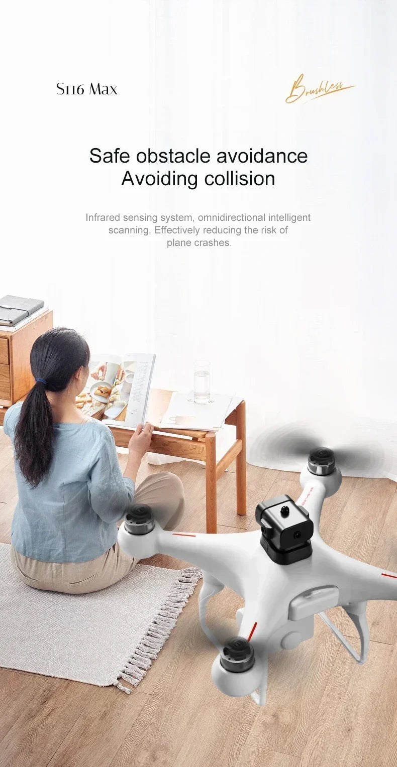 S116 MAX FPV Drone Triple Battery Dual 8K HD Cameras Optical Flow Positioning WIFI Real-Time Transmission 360° Smart Avoidance