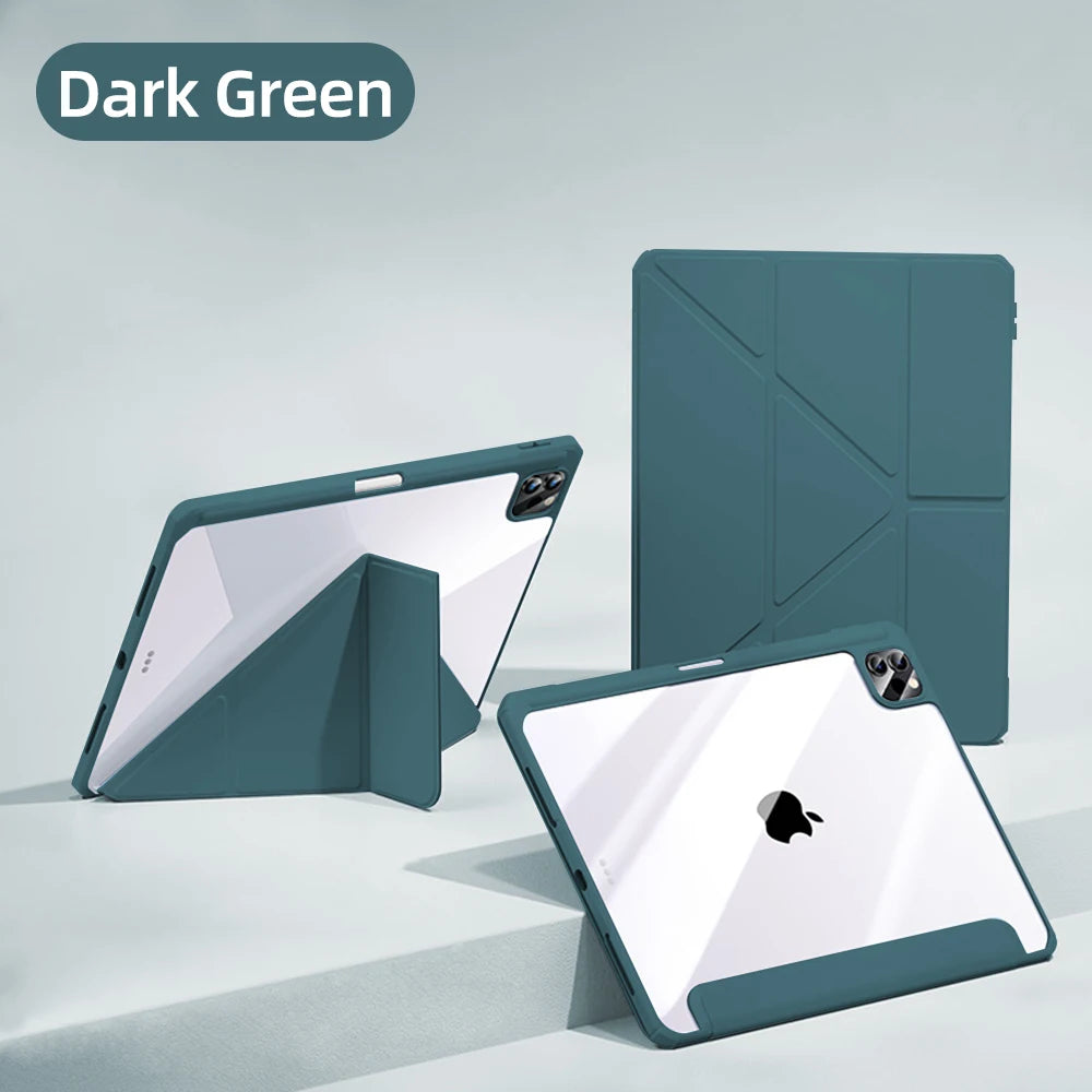 For iPad Case 2024 Air 11 13 M2 Pro 11 13 for 10 Gen Pro 10.5 10.2 9th 8th 6th 5th 9.7 Mini 6 Acrylic Smart Case with Pen Holder