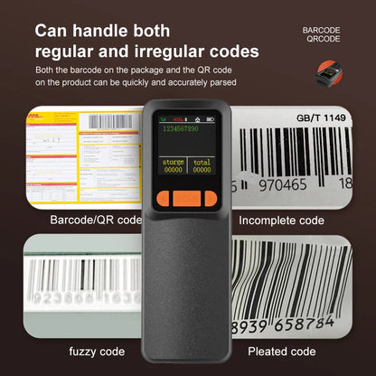 Scanner de codes-barres portable sans fil Bluetooth 2D QR 1D avec écran LCD pour smartphone, ordinateur et terminal de point de vente