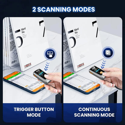 Scanner de codes-barres EYOYO Bluetooth QR 2D 1D avec écran LED, lecteur de codes-barres laser sans fil pour paiements mobiles iOS, Android et Windows.