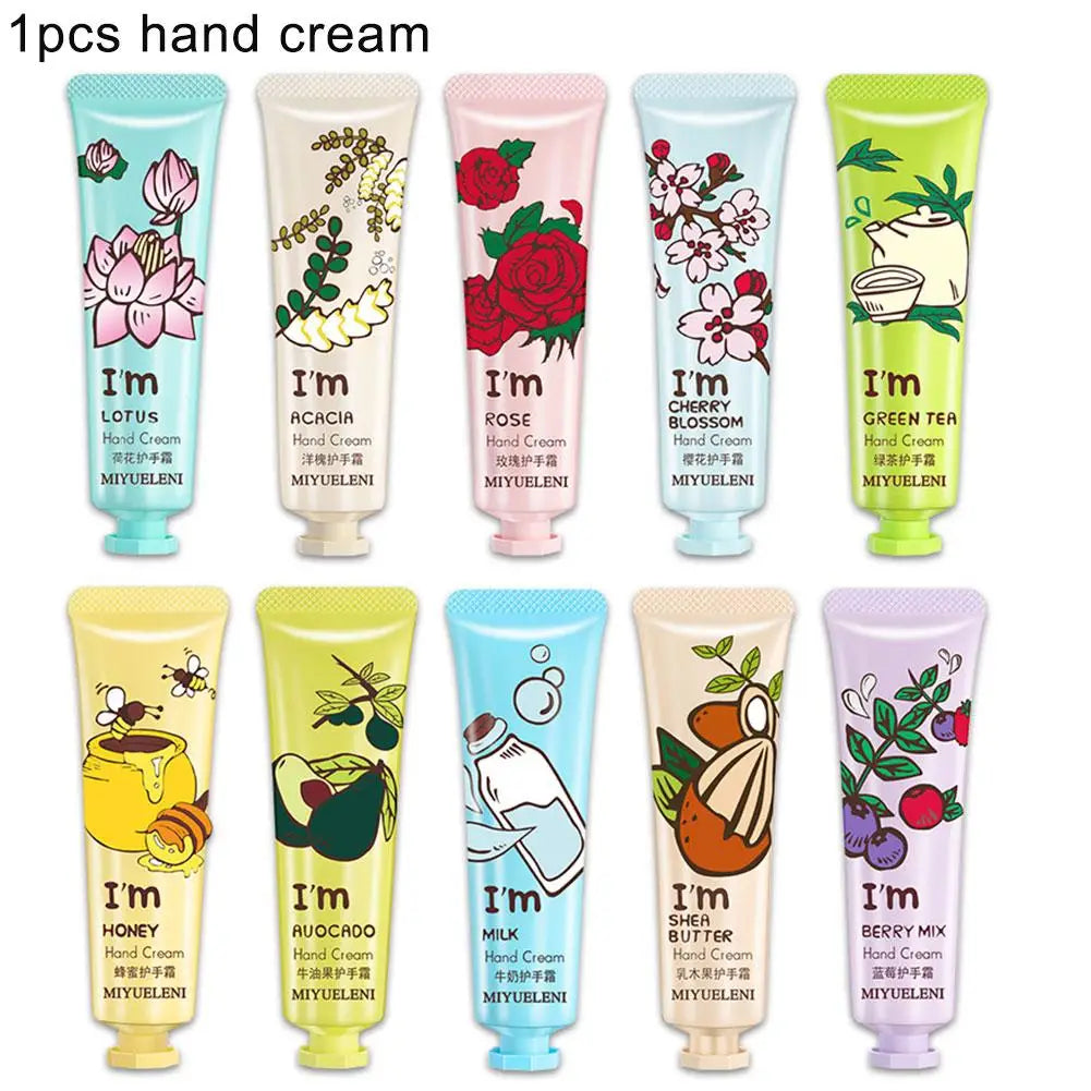 1Pc Hand Cream With Flower Fragrance Anti Chapping Plant Essence Care Moisturizing Hand Cream Hand Winter Care Color Random 30g