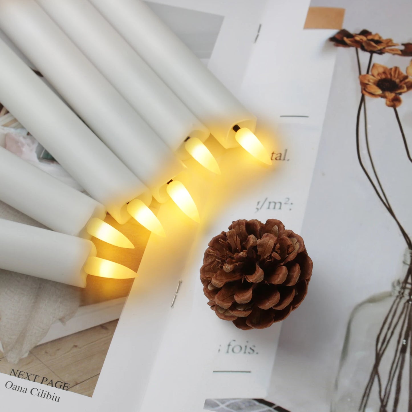 Pack of 6 Remote Control LED Decorative Candle Light Battery Operated Flameless Electronic Home Party Wedding Candle With Timer