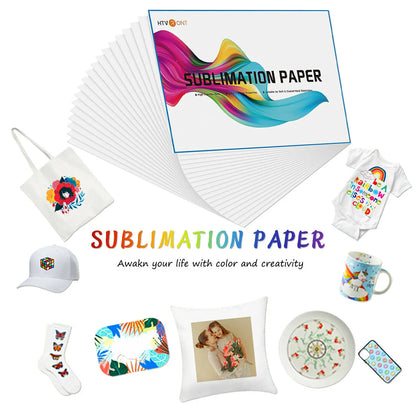 Papier de sublimation HTVRONT 150 feuilles, format A4 (US), 21,6 x 27,9 cm, pour imprimante jet d'encre, impression sur vêtements et t-shirts, 120 g/m².