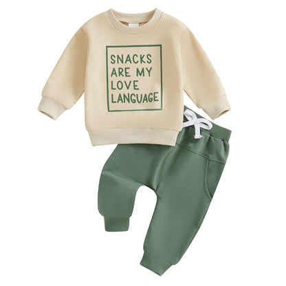 0-3Y Baby Boys Autumn Winter Clothes Set Kids Long Sleeve Letter Print Pullover Tops Sweatshirt Pants Toddler Casual Outfits