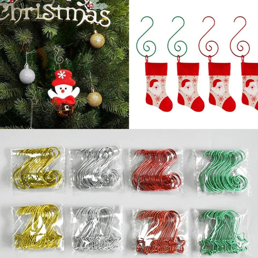 20 pièces/sachet Décorations de Noël Crochets en métal en forme de S Support Boule de Noël à suspendre Décorations pour la maison Noël et le Nouvel An