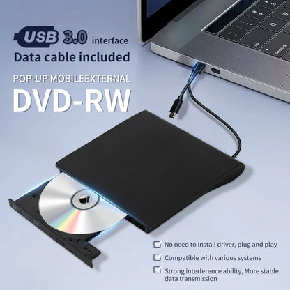 DVD Recorder Portable USB 3.0 Ultra-thin External DVD RW CD Writer Drive Reader Player Optical Drives For Laptop PC DVD Burner