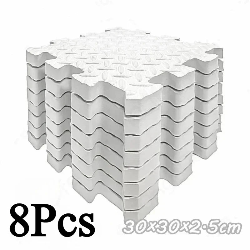 Tapis de gym emboîtable en 8 pièces, 2,5 cm d'épaisseur, antidérapant, absorbant les chocs, lavable, idéal pour le yoga, les salles de sport, les salons, les garages, etc.