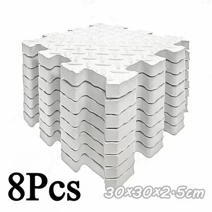 Tapis de gym emboîtable en 8 pièces, 2,5 cm d'épaisseur, antidérapant, absorbant les chocs, lavable, idéal pour le yoga, les salles de sport, les salons, les garages, etc.