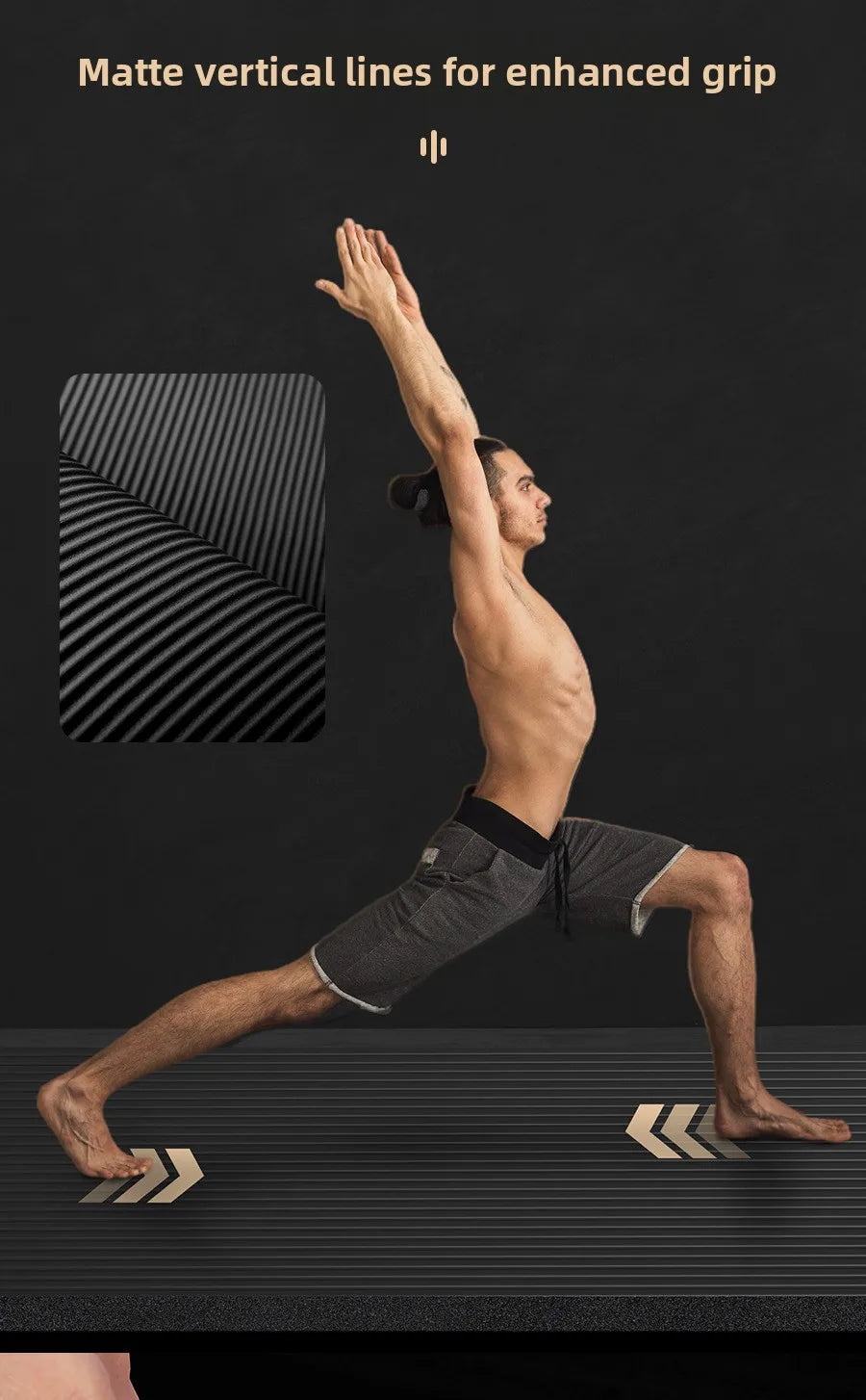 Tapis de yoga pour homme, 20 mm d'épaisseur, allongé et élargi, antidérapant, idéal pour l'exercice, couleur unie, en NBR.