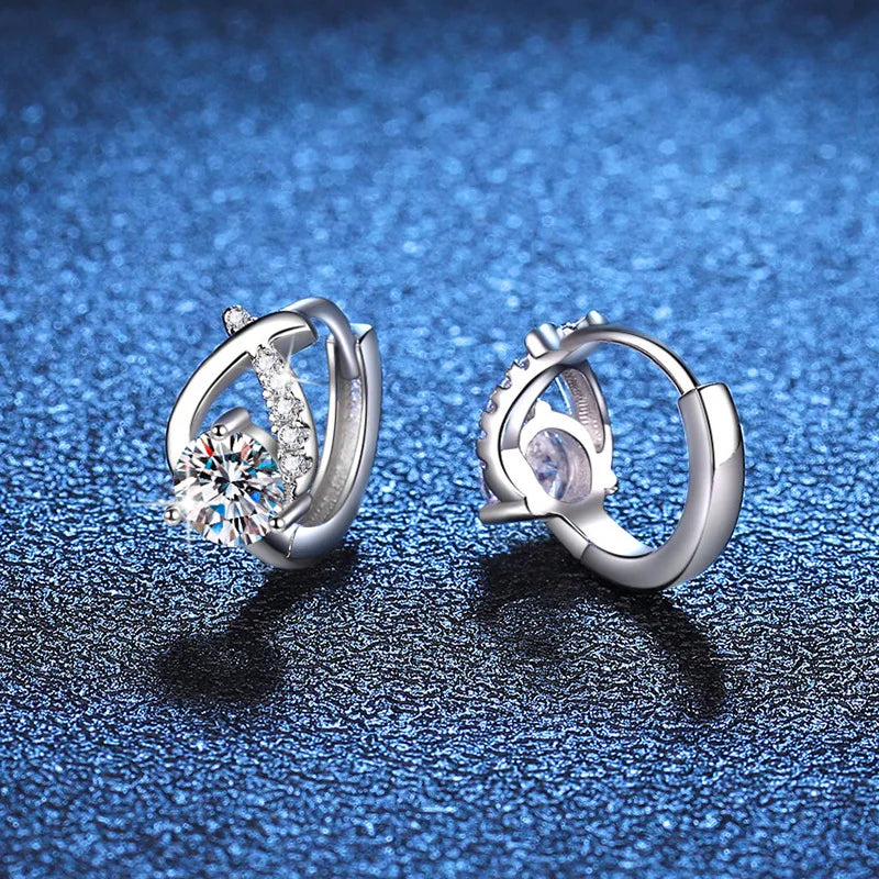 Boucles d'oreilles créoles en véritable moissanite de 0,5 carat et 5 mm, avec certificat, en argent sterling 925. Bijoux de luxe étincelants pour femmes.