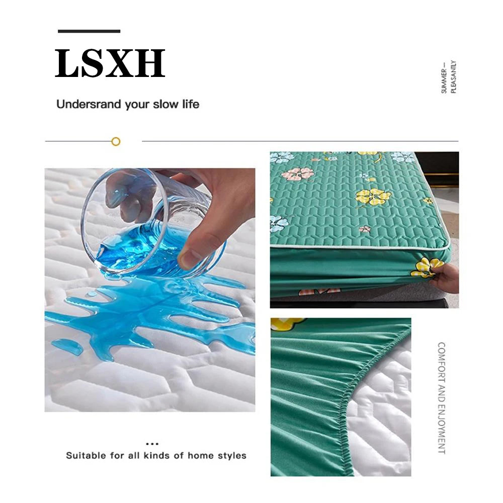 Waterproof Thicken Mattress Pad Protector Skin-Friendly Durable Fitted Sheet Bed Cover Latex Mat Cover 120x200 150x200 180x200