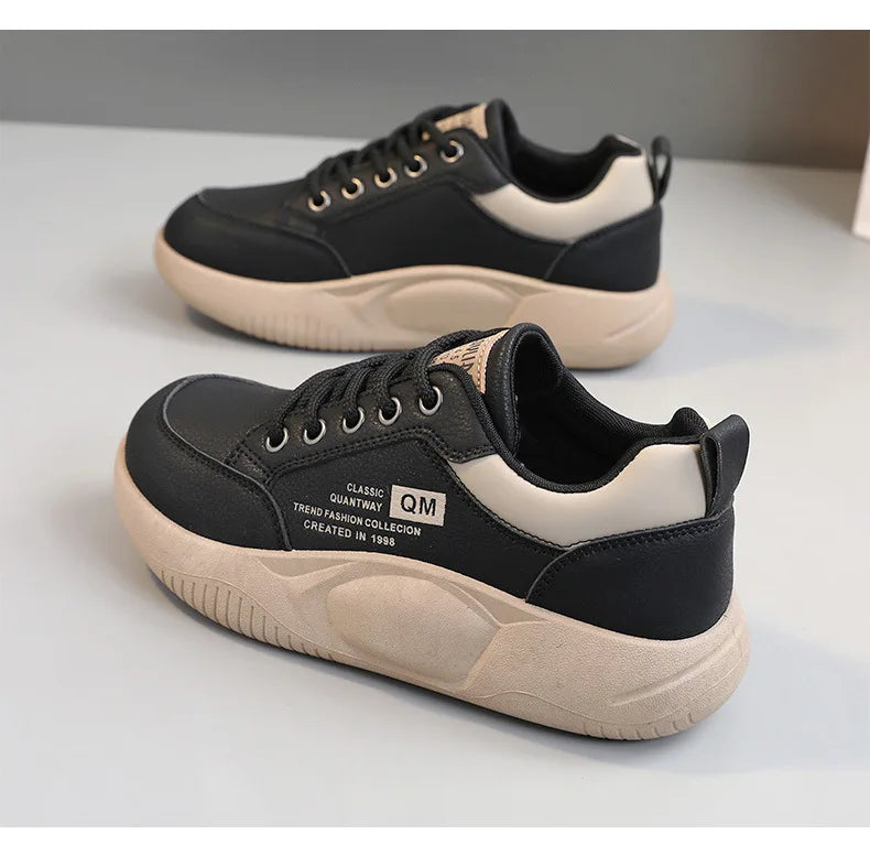 New Women's Shoes 2024 Spring Thick Sole Elevated Shoes Sports Shoes Women's Shoes Student Street Casual Board Shoes