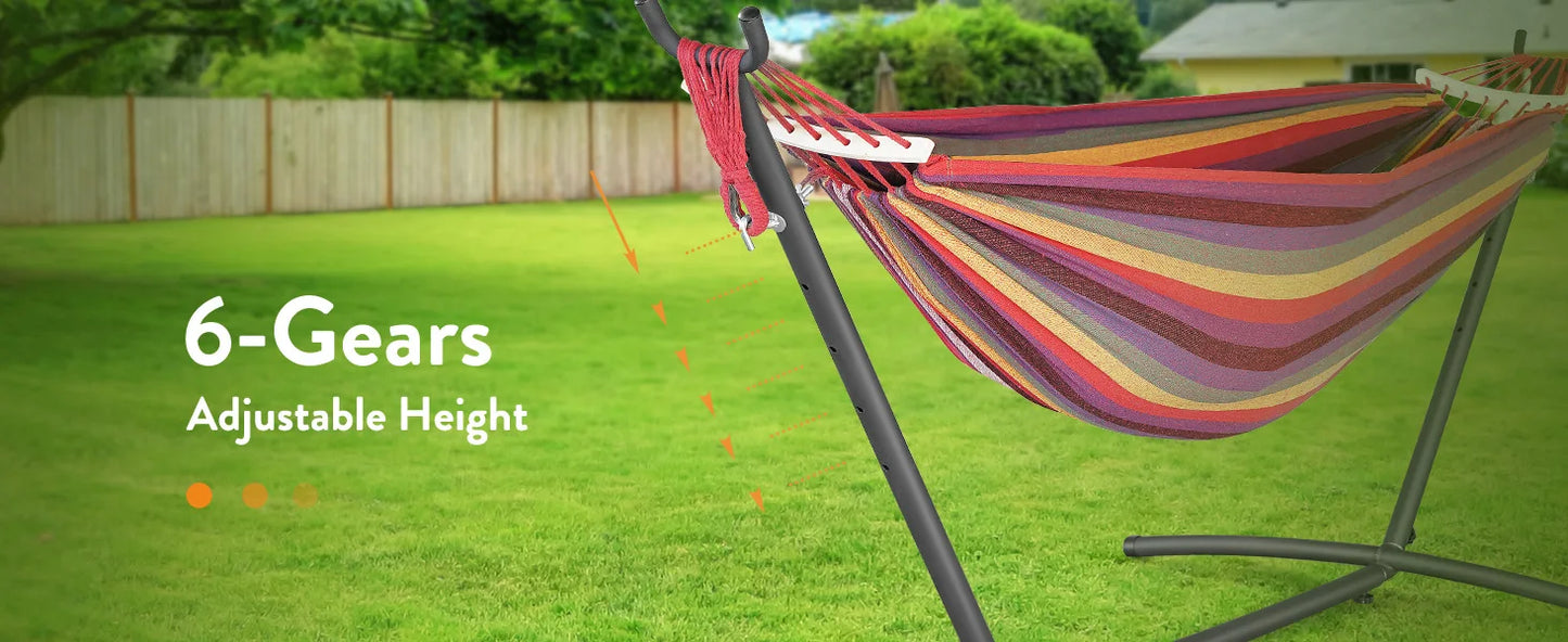 Hamac Gyroor avec support réglable - Lit hamac élégant avec sac de rangement, capacité de 272 kg