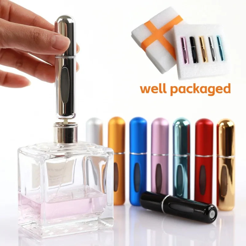 New Hot 5pcs Sets Portable 5ml Perfume Refill Bottle Refillable Spray Scent Pump Empty Atomizer Cosmetic Containers Travel Gift