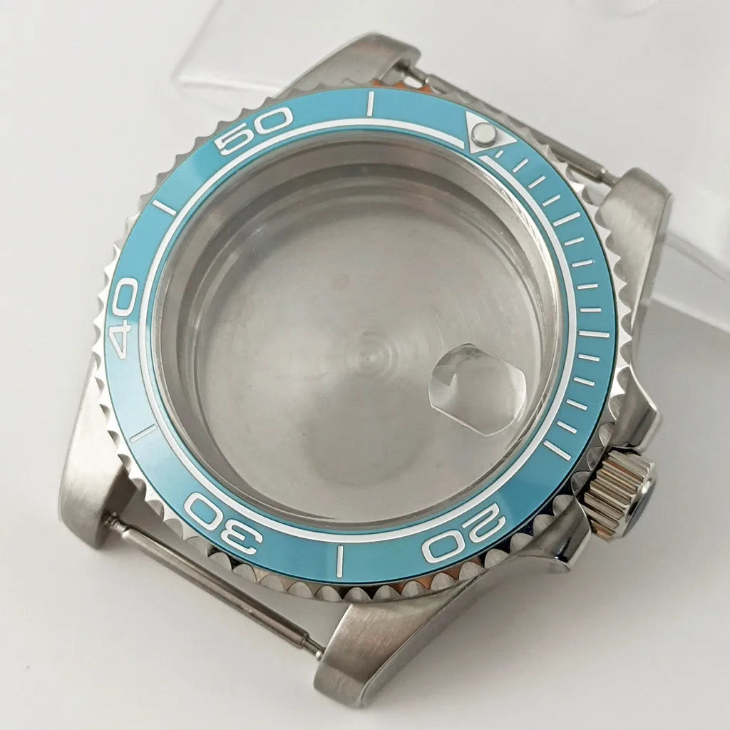 Goutent 40mm Sapphire Crystal Watch Case Blue Ceramic Bezel Fit NH34 NH35 NH36 ETA 2824 PT5000 ST2130 Movement